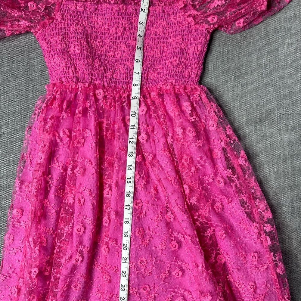 Babydoll Mini Dress Smocking Shirring Fuscia Size Small NWT - Picture 9 of 9